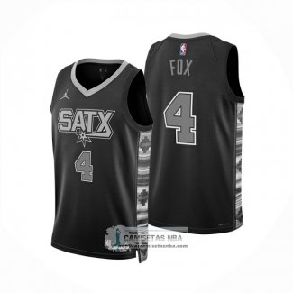 Camiseta San Antonio Spurs DeAaron Fox NO 4 Statement 2024-25 Negro